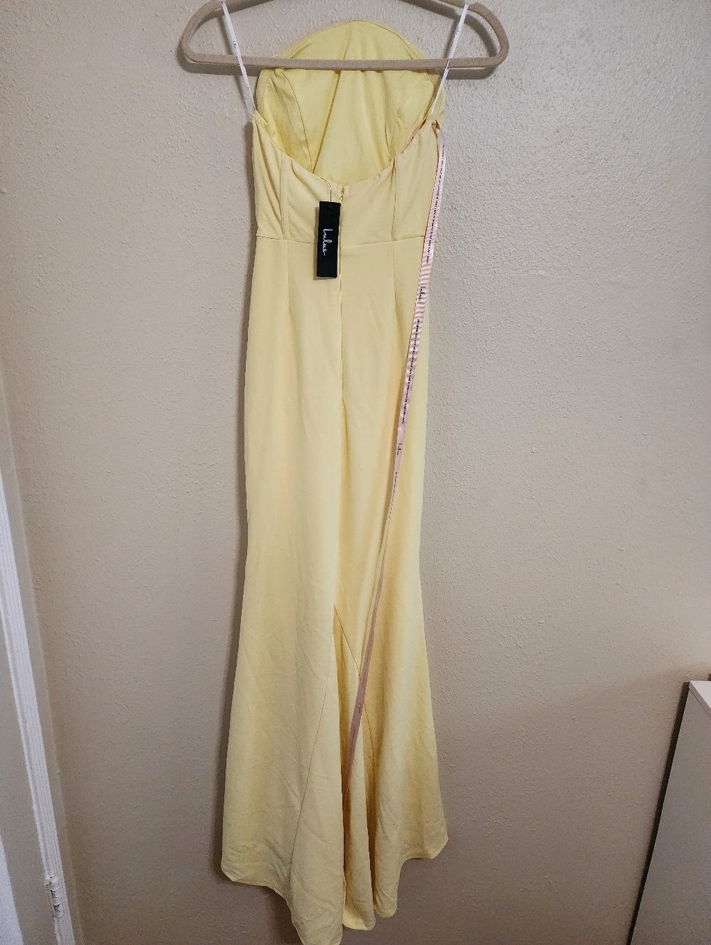 Lulus Laney Light Yellow Strapless Corset Maxi Dress S Wedding Party Prom Formal - Picture 7 of 9
